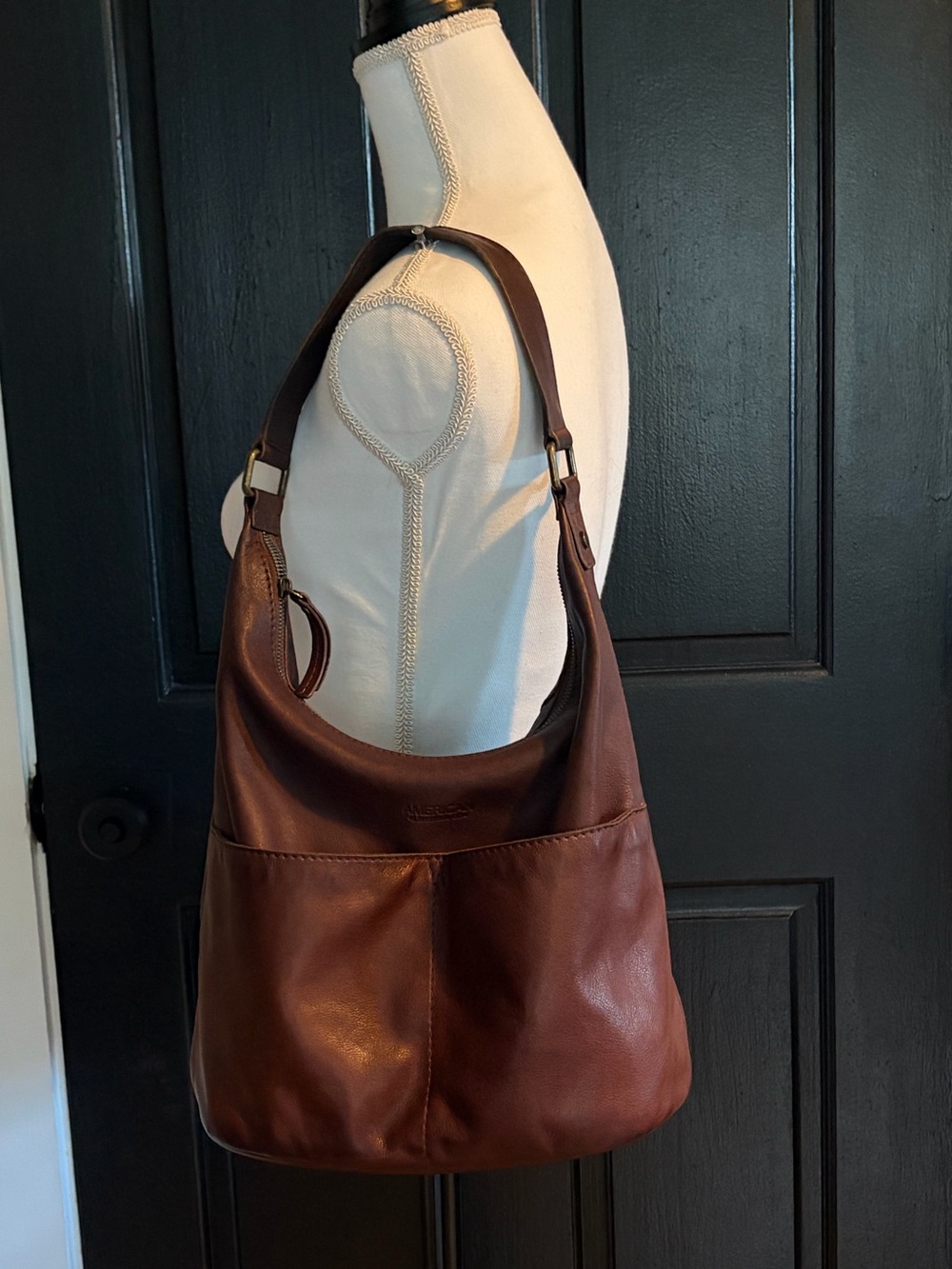 American Leather Co. Hobo Purse Bag Dark Brown